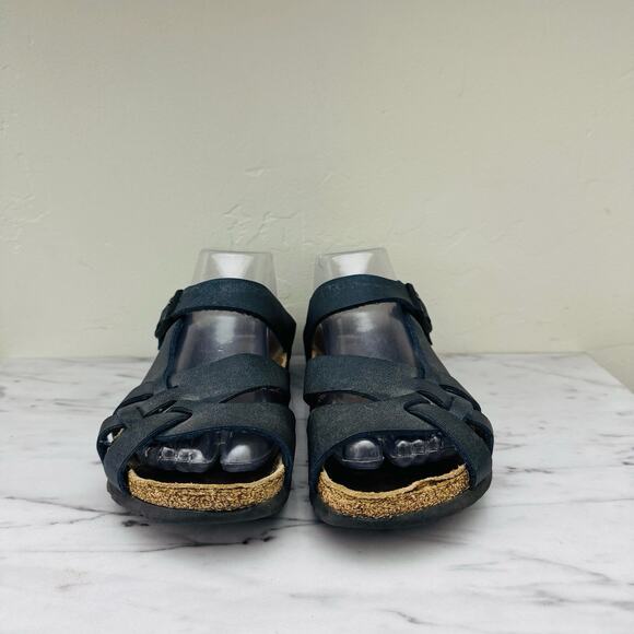 Birkenstock Pisa Black Leather Strappy Slide Sandals Women’s Size 7.5 - Picture 2 of 11